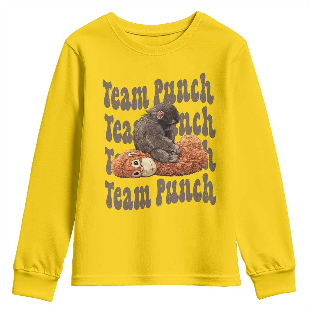 Team Punch Monkey Youth Sweatshirt Baby Monkey And Plush Toy Viral TS14 Daisy Print Your Wear
