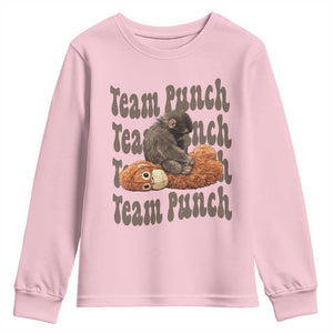 Team Punch Monkey Youth Sweatshirt Baby Monkey And Plush Toy Viral TS14 Light Pink Print Your Wear