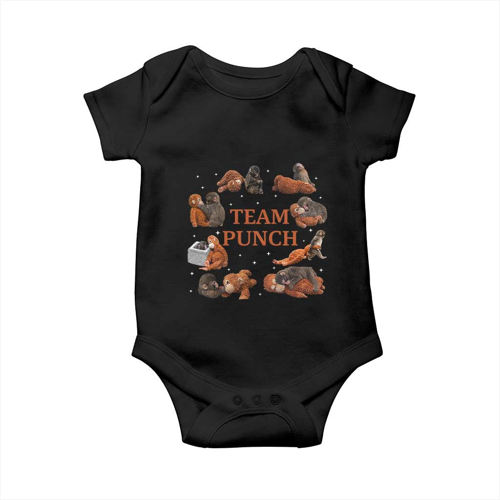 Team Punch Monkey Baby Onesie Viral Baby Monkey Meme TS14 Black Print Your Wear