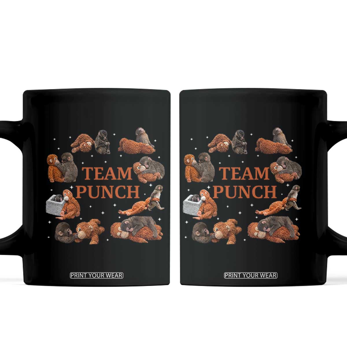 Team Punch Monkey Coffee Mug Viral Baby Monkey Meme TS14 Black Print Your Wear