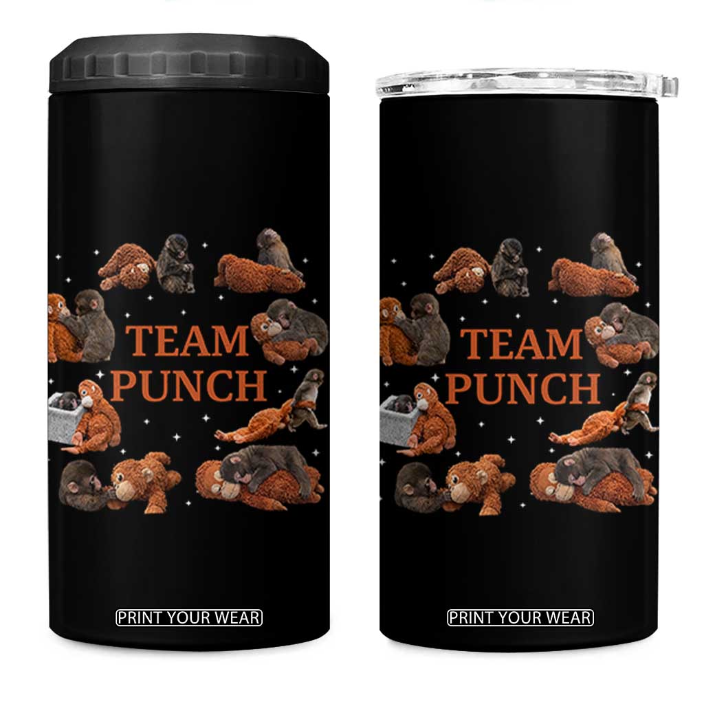Team Punch Monkey 4 in 1 Can Cooler Tumbler Viral Baby Monkey Meme TS14 One Size: 16 oz Black Print Your Wear