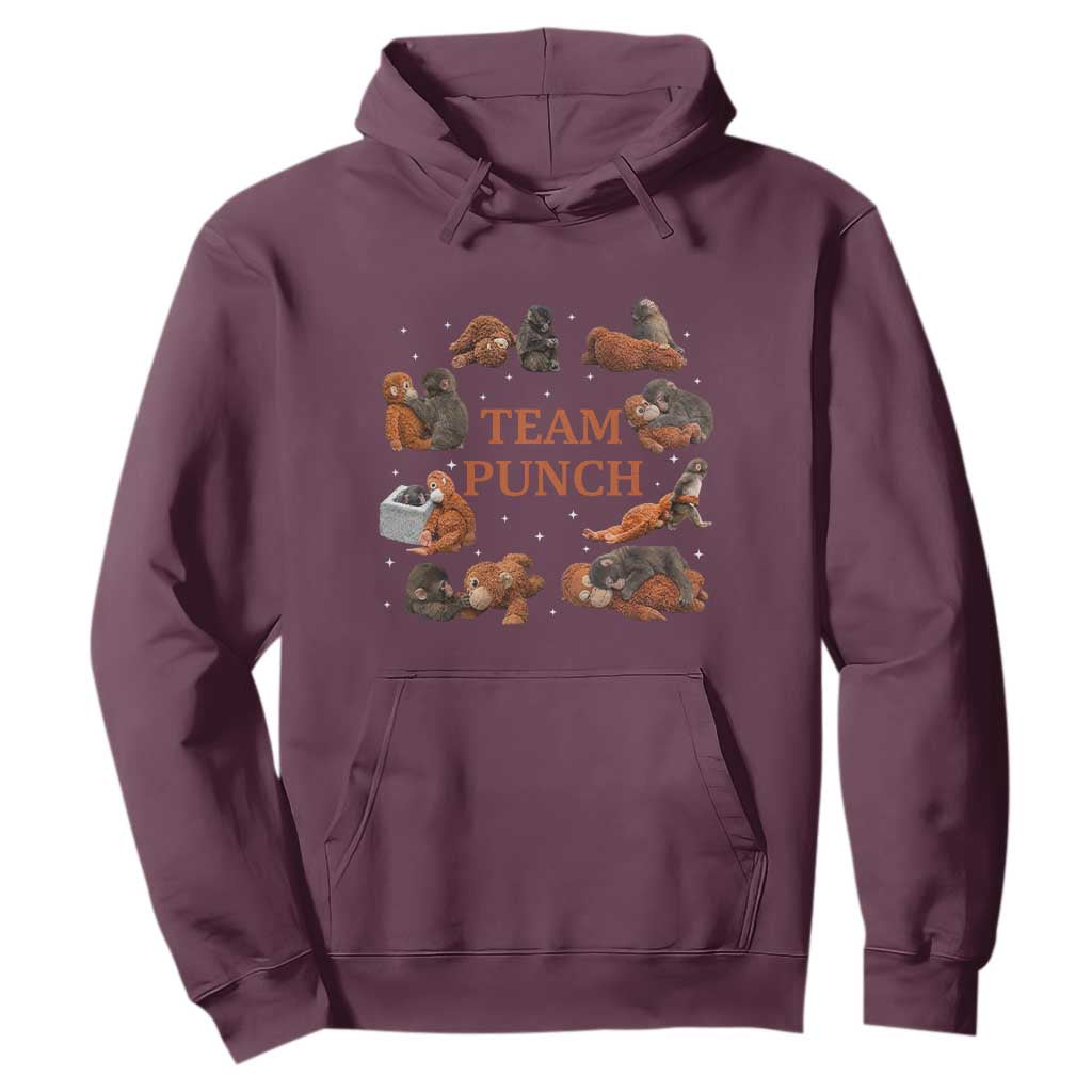 Team Punch Monkey Hoodie Viral Baby Monkey Meme TS14 Maroon Print Your Wear