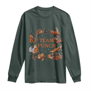 Team Punch Monkey Long Sleeve Shirt Viral Baby Monkey Meme TS14 Dark Forest Green Print Your Wear