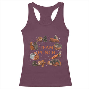 Team Punch Monkey Racerback Tank Top Viral Baby Monkey Meme TS14 Maroon Print Your Wear