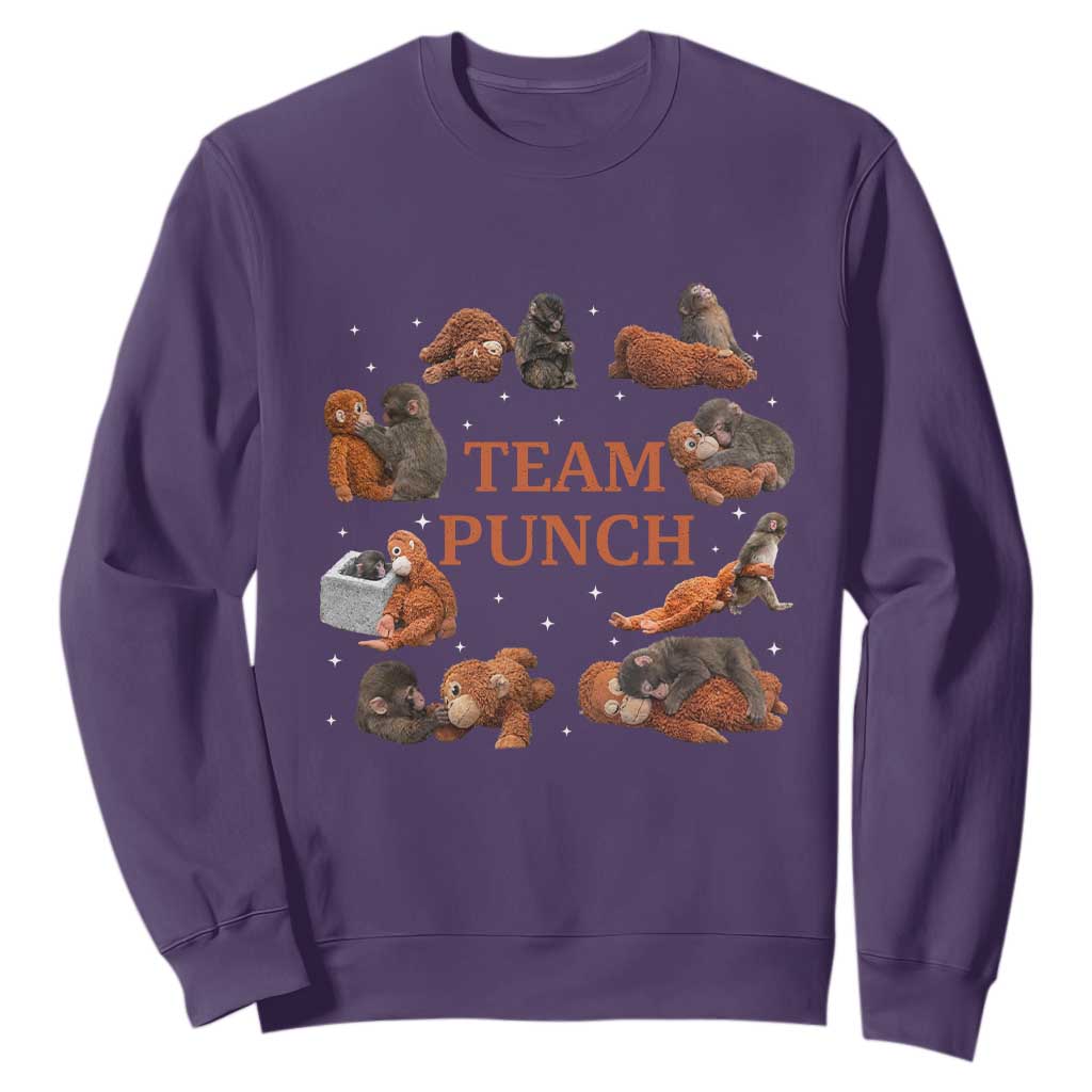 Team Punch Monkey Sweatshirt Viral Baby Monkey Meme TS14 Purple Print Your Wear