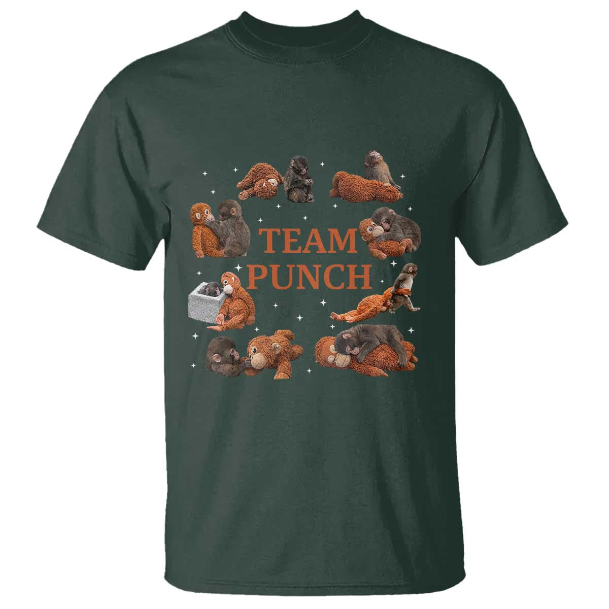 Team Punch Monkey T Shirt Viral Baby Monkey Meme TS14 Dark Forest Green Print Your Wear
