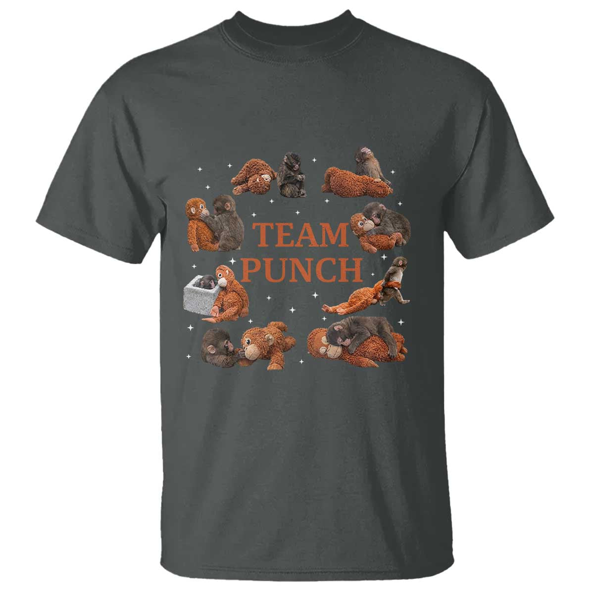 Team Punch Monkey T Shirt Viral Baby Monkey Meme TS14 Dark Heather Print Your Wear