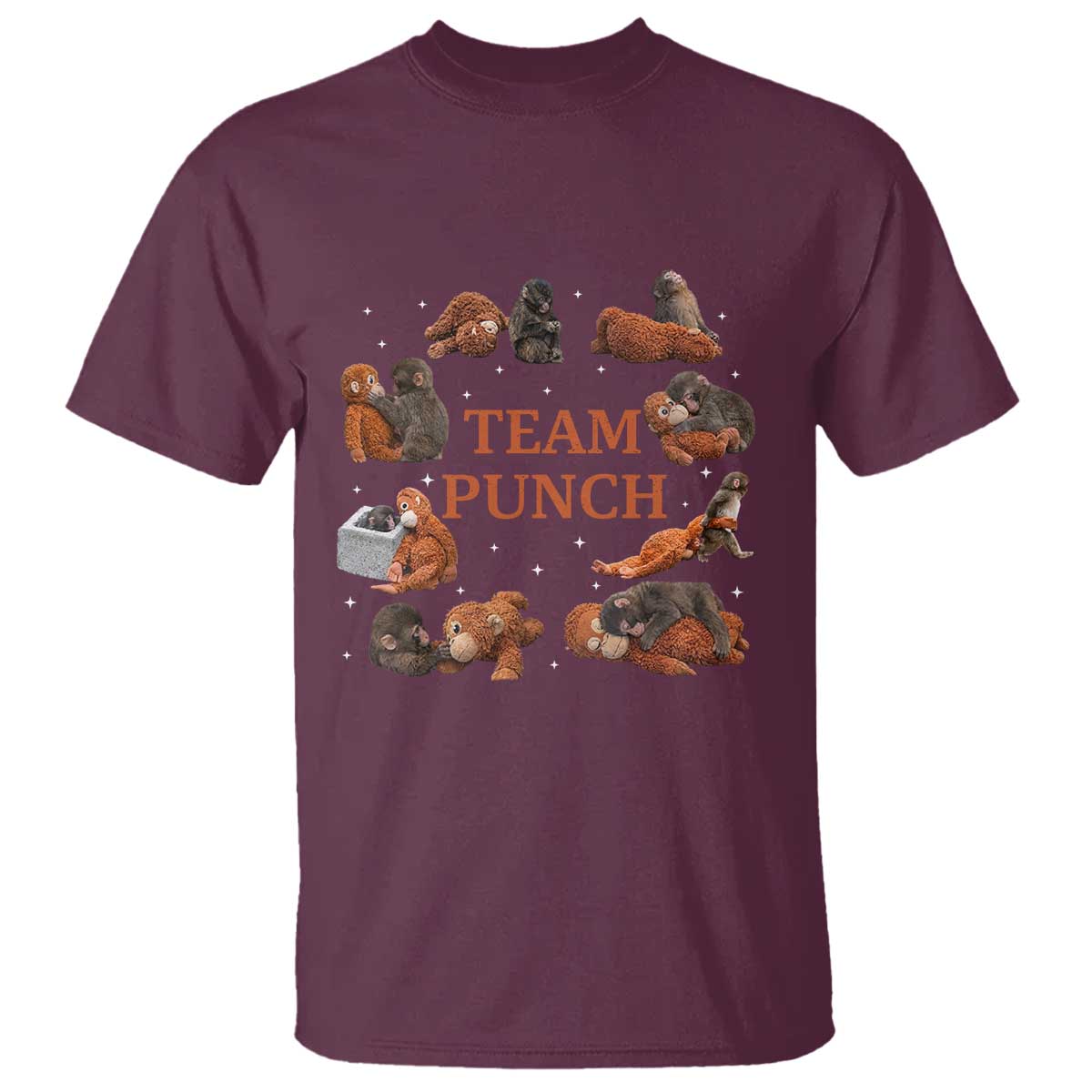 Team Punch Monkey T Shirt Viral Baby Monkey Meme TS14 Maroon Print Your Wear