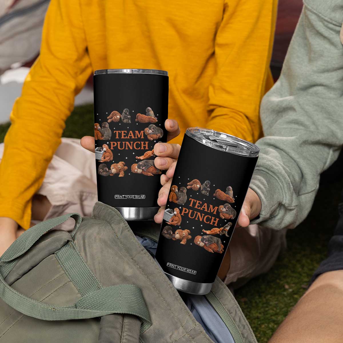 Team Punch Monkey Tumbler Cup Viral Baby Monkey Meme TS14 Print Your Wear