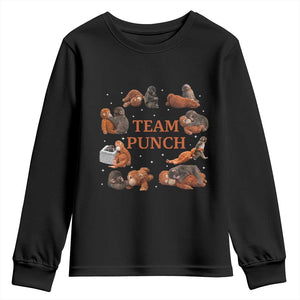 Team Punch Monkey Youth Sweatshirt Viral Baby Monkey Meme TS14 Black Print Your Wear