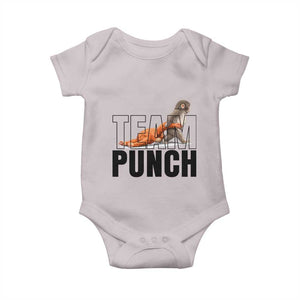 Team Punch Monkey Baby Onesie Viral Trend Baby Monkey Meme TS14 Ice Gray Print Your Wear