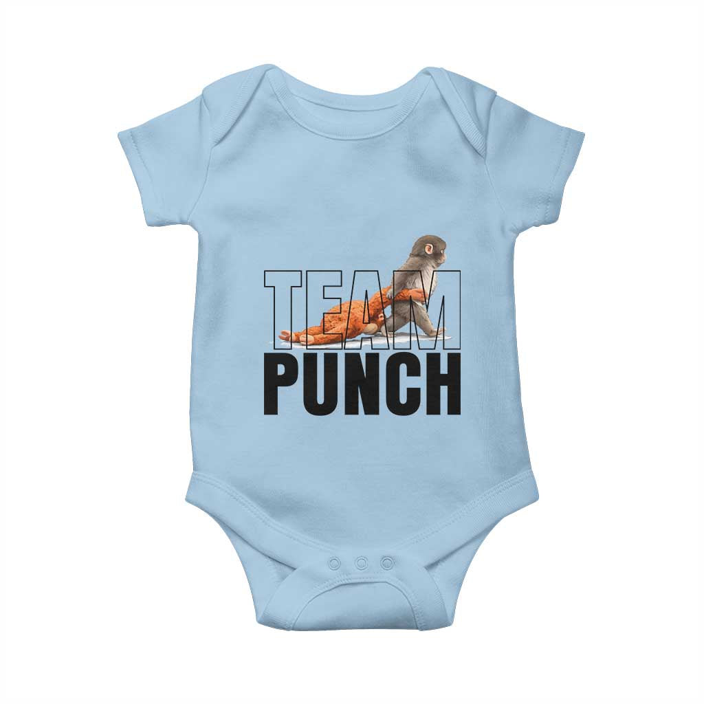 Team Punch Monkey Baby Onesie Viral Trend Baby Monkey Meme TS14 Light Blue Print Your Wear