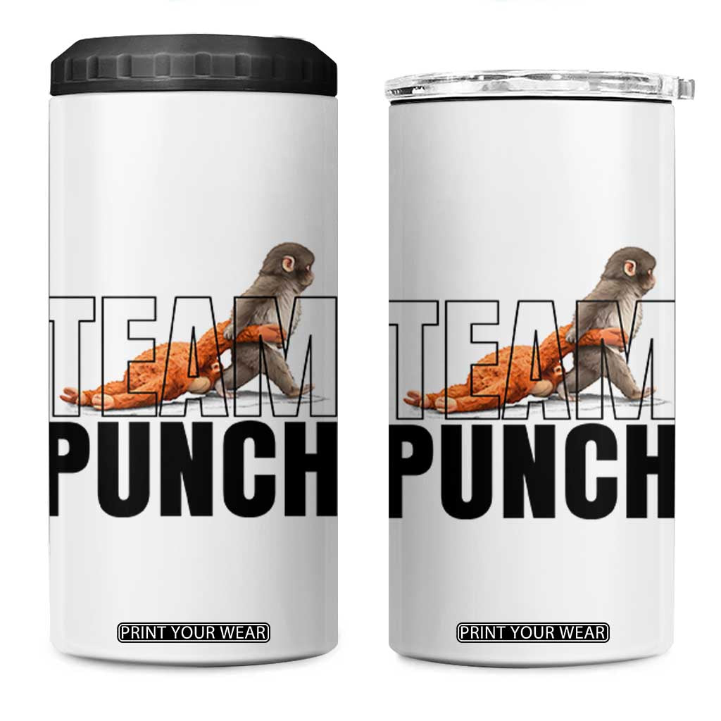 Team Punch Monkey 4 in 1 Can Cooler Tumbler Viral Trend Baby Monkey Meme TS14 One Size: 16 oz White Print Your Wear