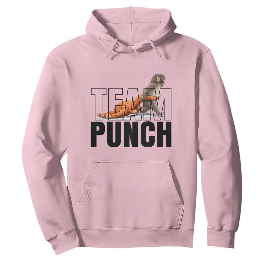 Team Punch Monkey Hoodie Viral Trend Baby Monkey Meme TS14 Light Pink Print Your Wear