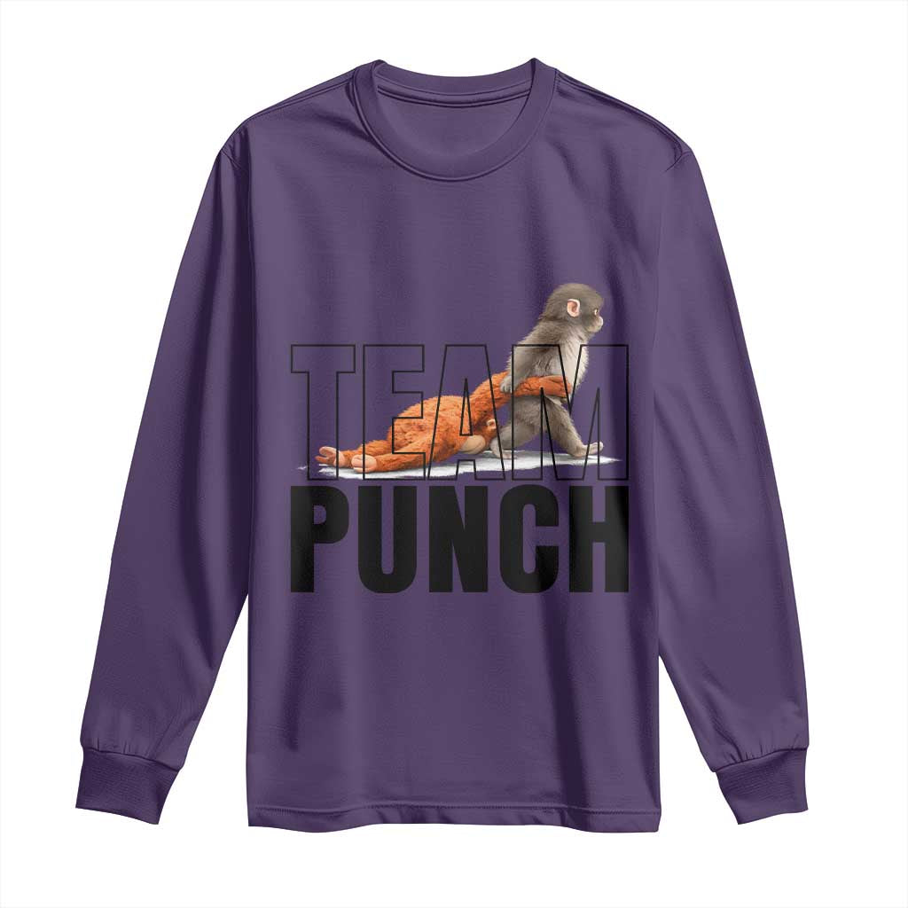 Team Punch Monkey Long Sleeve Shirt Viral Trend Baby Monkey Meme TS14 Purple Print Your Wear