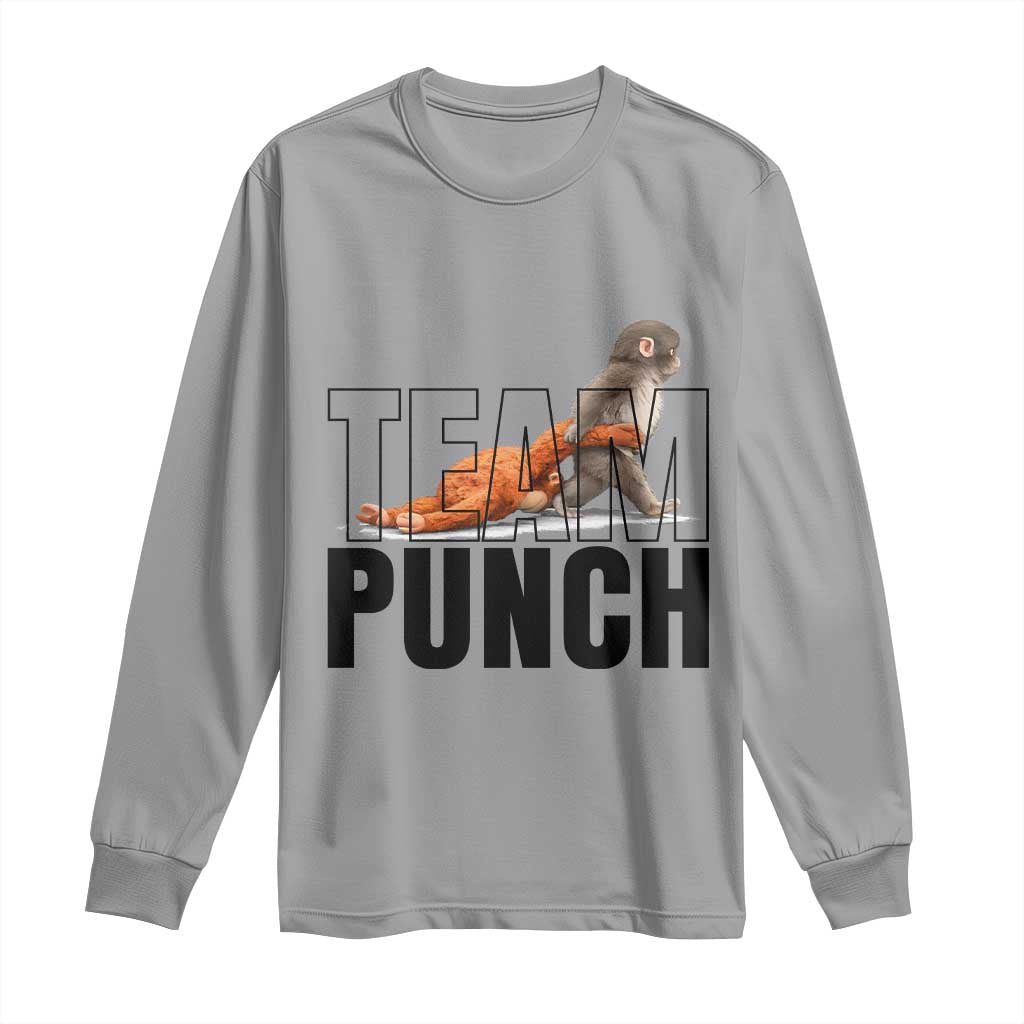 Team Punch Monkey Long Sleeve Shirt Viral Trend Baby Monkey Meme TS14 Sport Gray Print Your Wear
