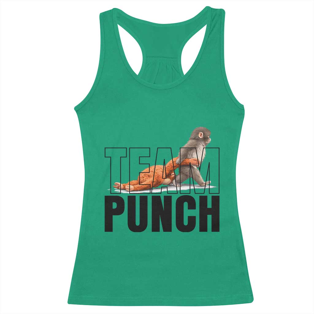 Team Punch Monkey Racerback Tank Top Viral Trend Baby Monkey Meme TS14 Irish Green Print Your Wear