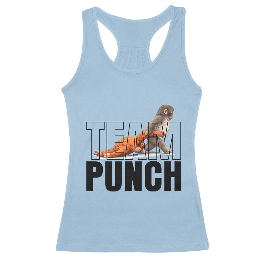 Team Punch Monkey Racerback Tank Top Viral Trend Baby Monkey Meme TS14 Light Blue Print Your Wear