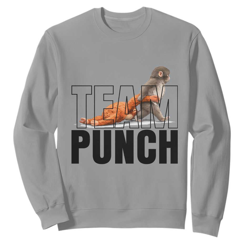Team Punch Monkey Sweatshirt Viral Trend Baby Monkey Meme TS14 Sport Gray Print Your Wear