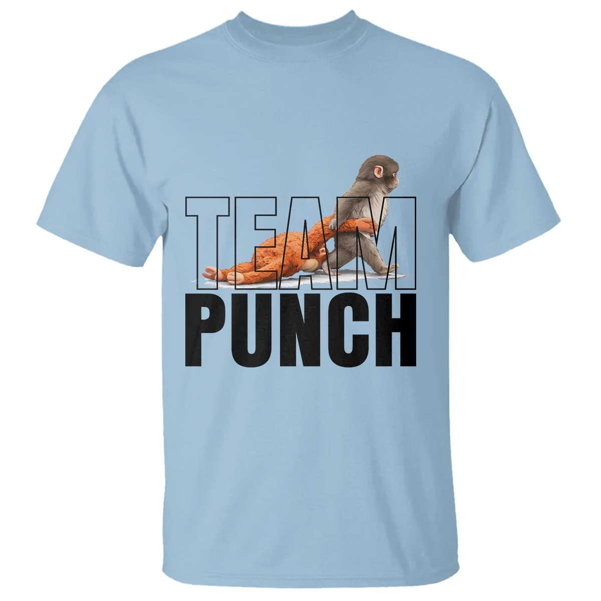 Team Punch Monkey T Shirt Viral Trend Baby Monkey Meme TS14 Light Blue Print Your Wear