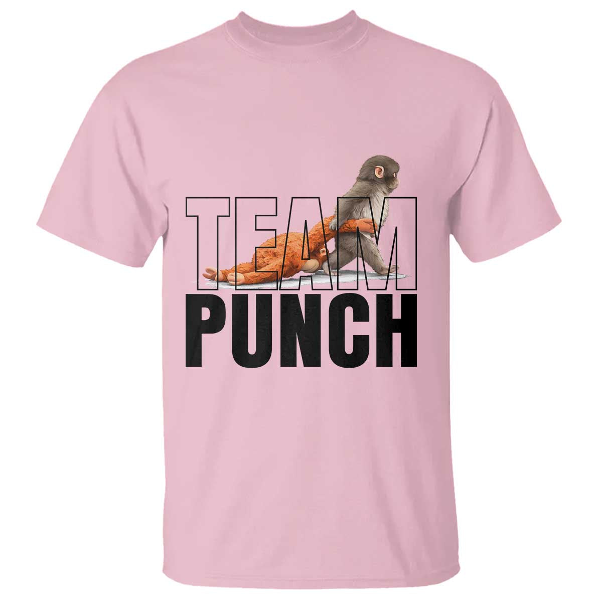 Team Punch Monkey T Shirt Viral Trend Baby Monkey Meme TS14 Light Pink Print Your Wear