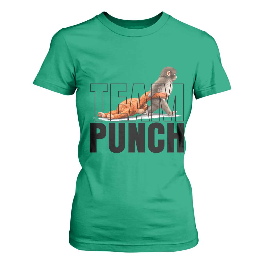 Team Punch Monkey T Shirt For Women Viral Trend Baby Monkey Meme TS14 Irish Green Print Your Wear
