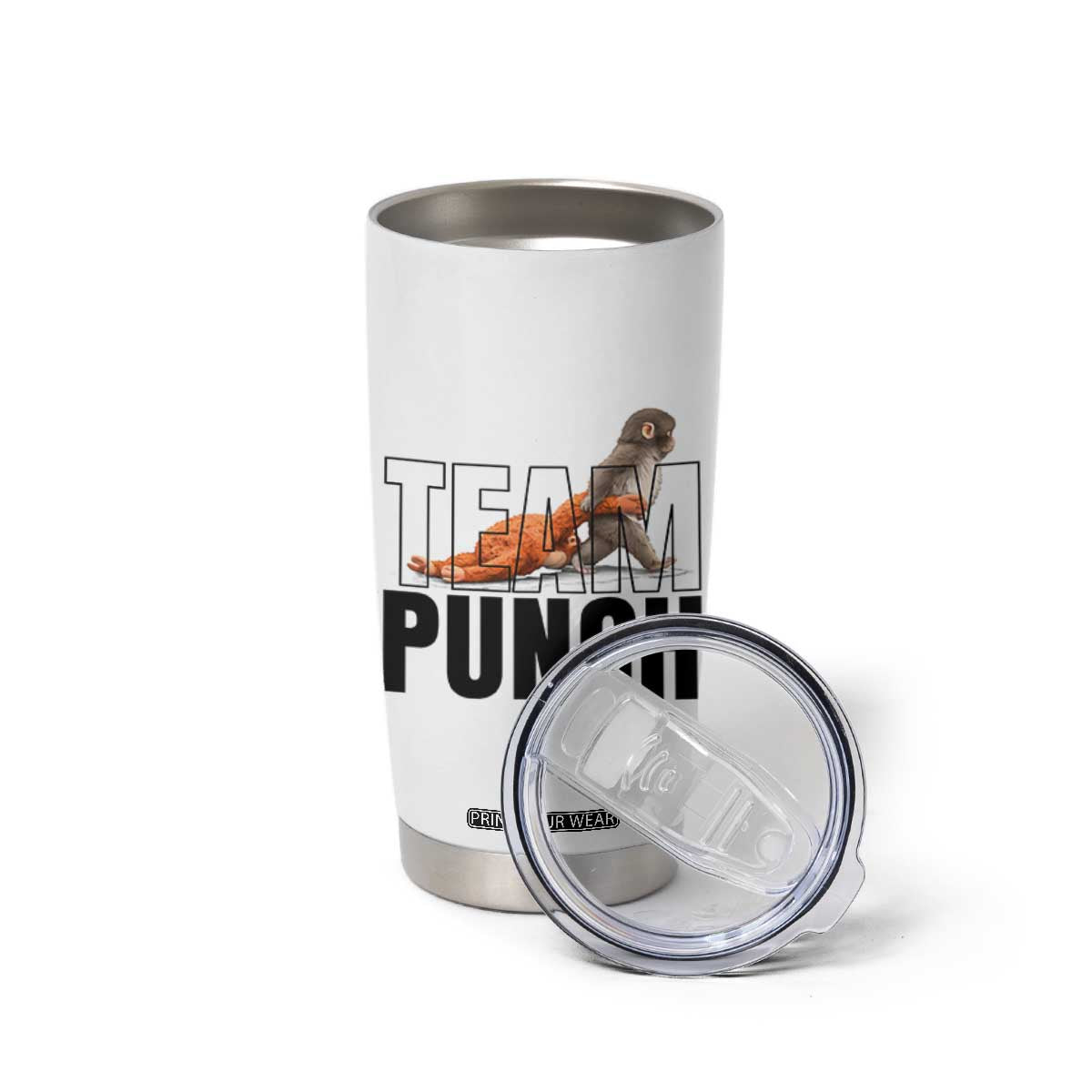 Team Punch Monkey Tumbler Cup Viral Trend Baby Monkey Meme TS14 Print Your Wear