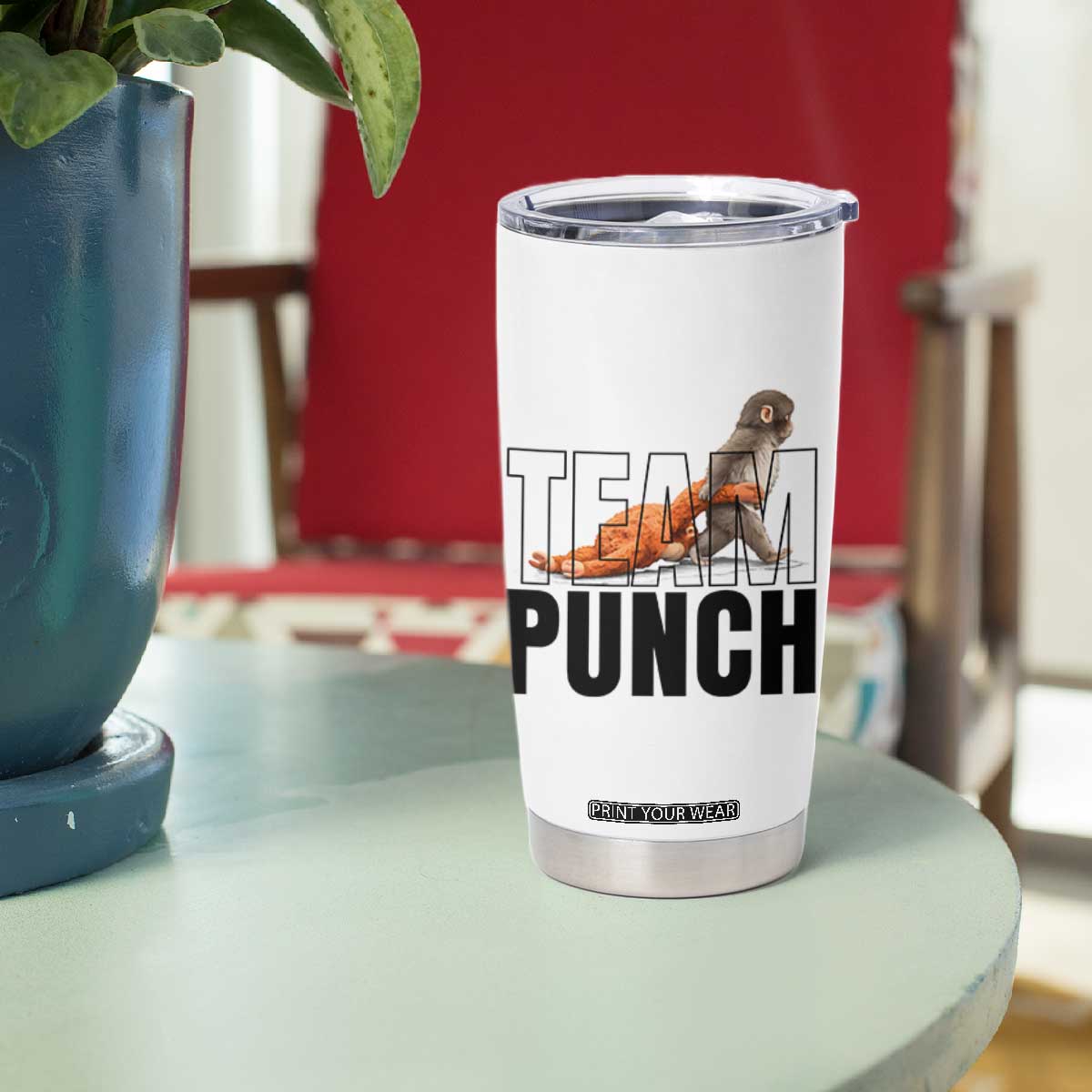 Team Punch Monkey Tumbler Cup Viral Trend Baby Monkey Meme TS14 Print Your Wear