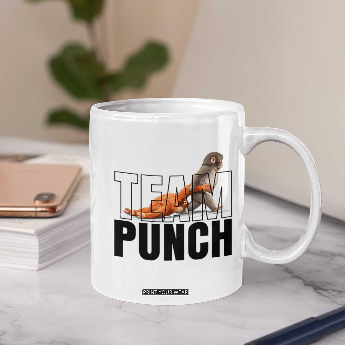 Team Punch Monkey Coffee Mug Viral Trend Baby Monkey Meme TS14 Print Your Wear