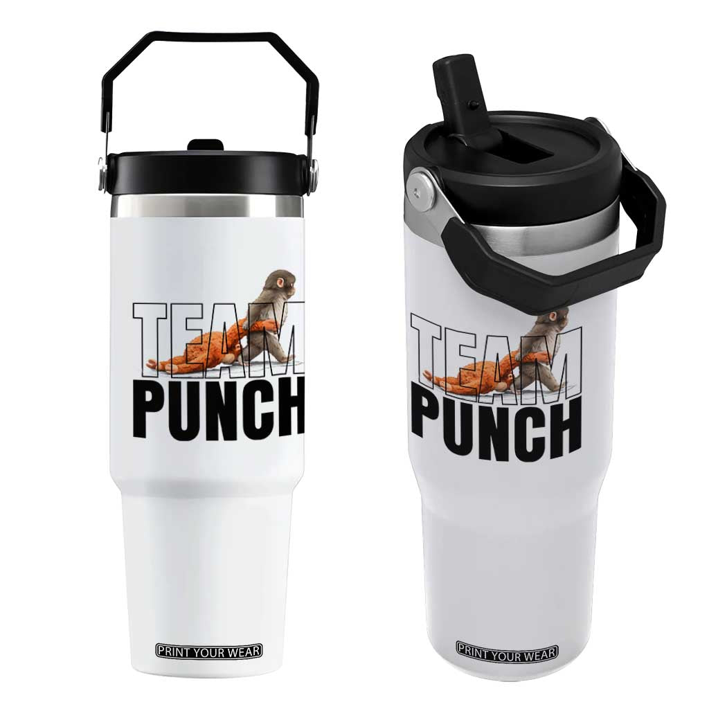 Team Punch Monkey Flip Straw Tumbler Viral Trend Baby Monkey Meme TS14 One Size: 30 oz White Print Your Wear