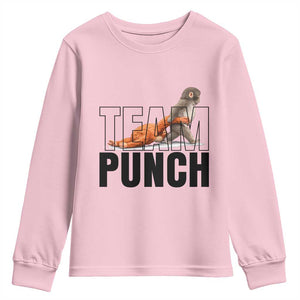 Team Punch Monkey Youth Sweatshirt Viral Trend Baby Monkey Meme TS14 Light Pink Print Your Wear
