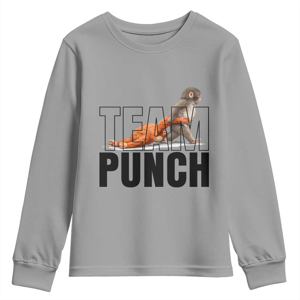 Team Punch Monkey Youth Sweatshirt Viral Trend Baby Monkey Meme TS14 Sport Gray Print Your Wear