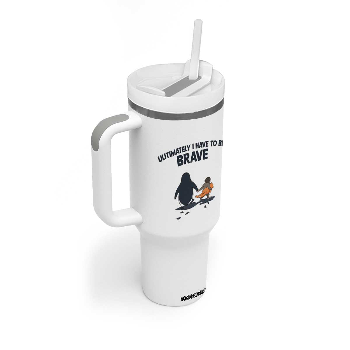 Punch Monkey And Nihilist Penguin Viral Tumbler With Handle Ultimately I Have To Be Brave TS14 Print Your Wear