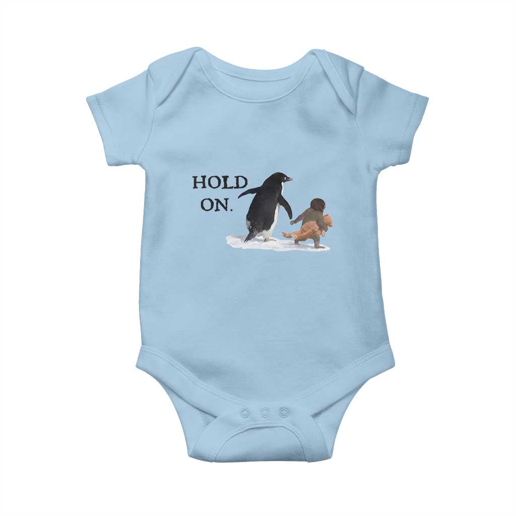 Baby Monkey Punch Viral Trend Baby Onesie Hold On TS14 Light Blue Print Your Wear