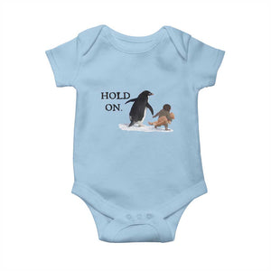 Baby Monkey Punch Viral Trend Baby Onesie Hold On TS14 Light Blue Print Your Wear