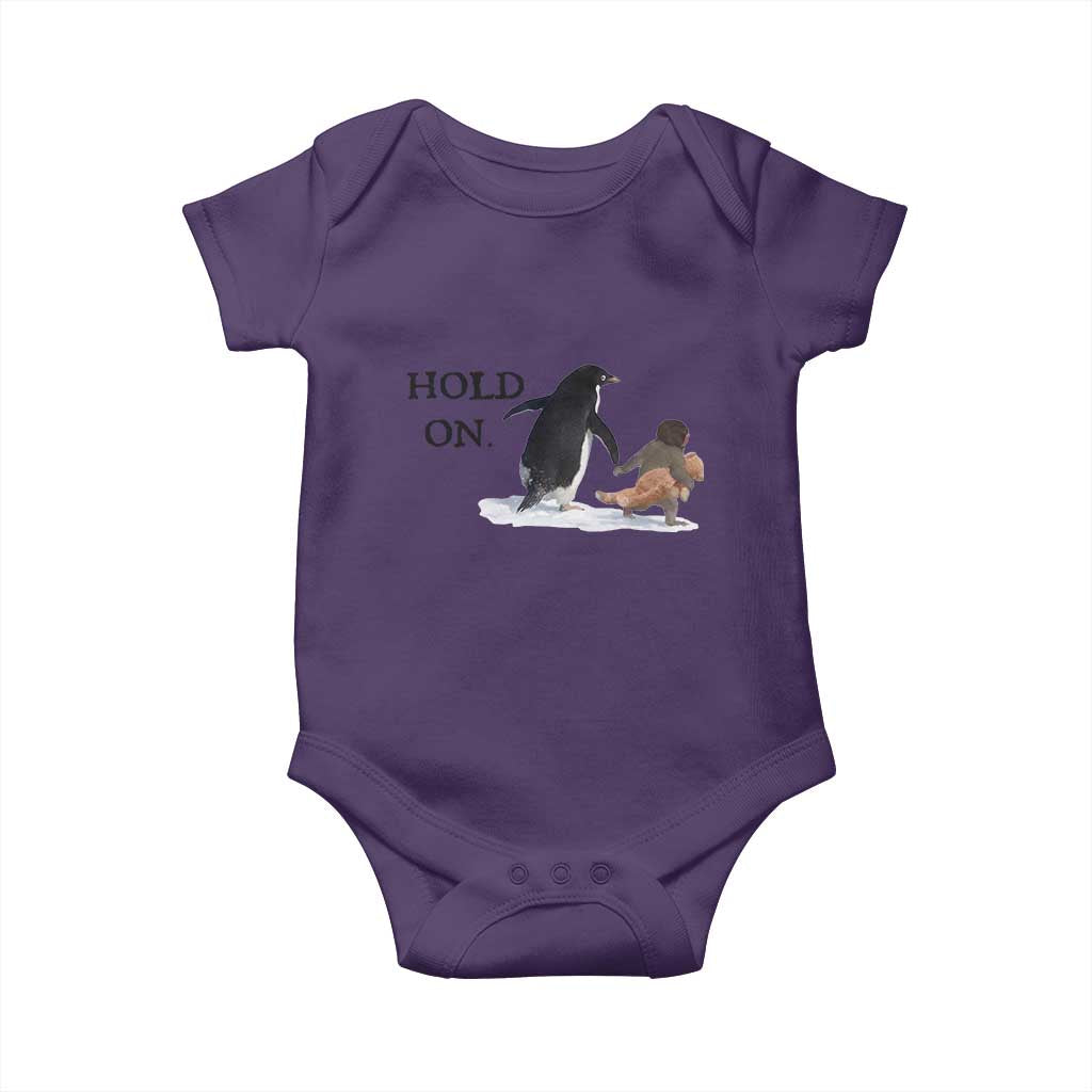 Baby Monkey Punch Viral Trend Baby Onesie Hold On TS14 Purple Print Your Wear