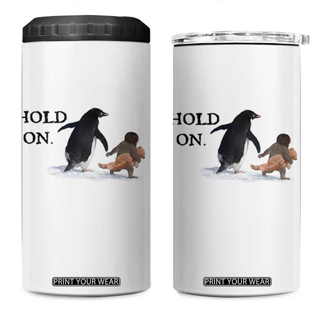 Baby Monkey Punch Viral Trend 4 in 1 Can Cooler Tumbler Hold On TS14 One Size: 16 oz White Print Your Wear