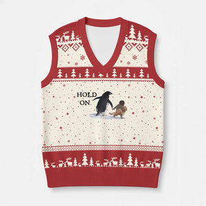 Baby Monkey Punch Viral Trend V-Neck Knit Sweater Vest Hold On TS14 Beige Red Print Your Wear
