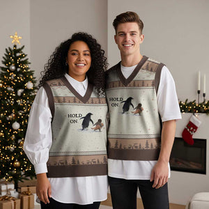 Baby Monkey Punch Viral Trend V-Neck Knit Sweater Vest Hold On TS14 Mocha Mousse Print Your Wear