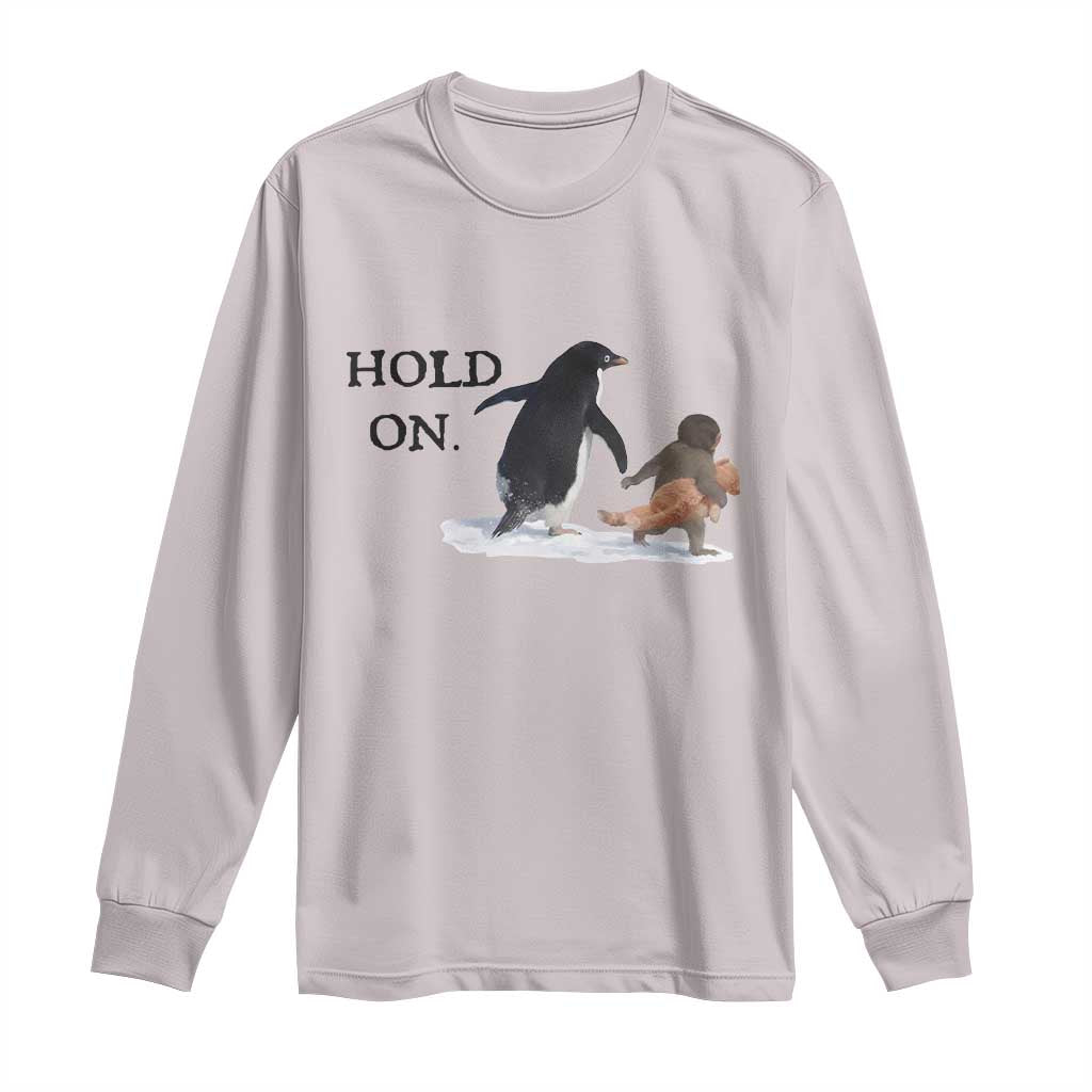 Baby Monkey Punch Viral Trend Long Sleeve Shirt Hold On TS14 Ice Gray Print Your Wear