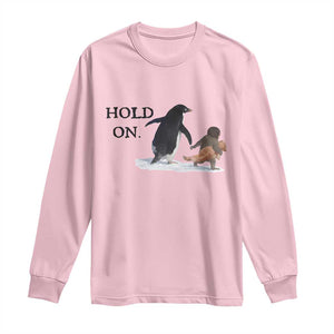 Baby Monkey Punch Viral Trend Long Sleeve Shirt Hold On TS14 Light Pink Print Your Wear