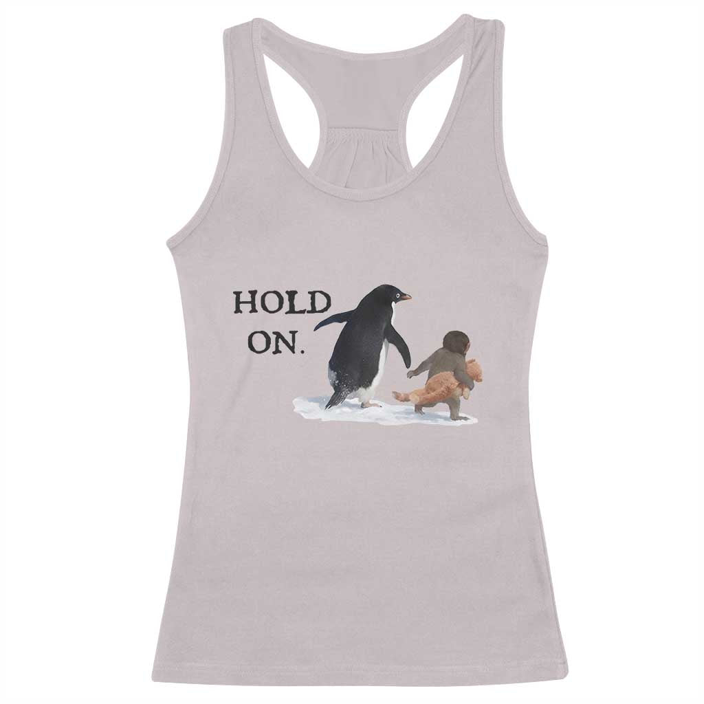 Baby Monkey Punch Viral Trend Racerback Tank Top Hold On TS14 Ice Gray Print Your Wear