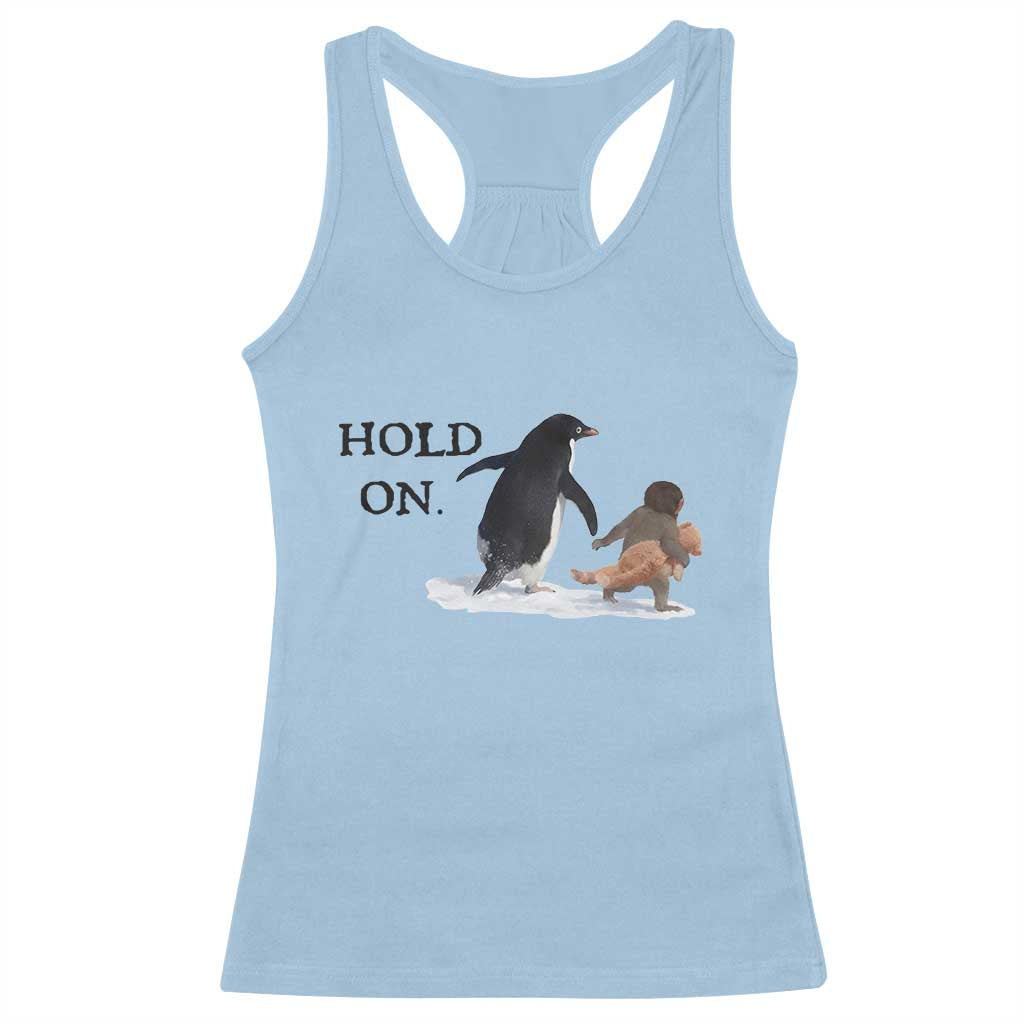 Baby Monkey Punch Viral Trend Racerback Tank Top Hold On TS14 Light Blue Print Your Wear