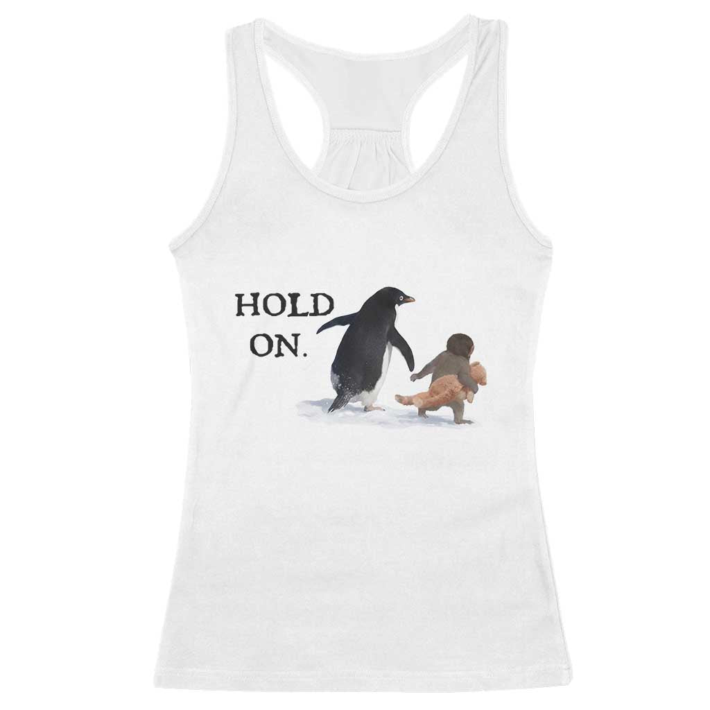 Baby Monkey Punch Viral Trend Racerback Tank Top Hold On TS14 White Print Your Wear