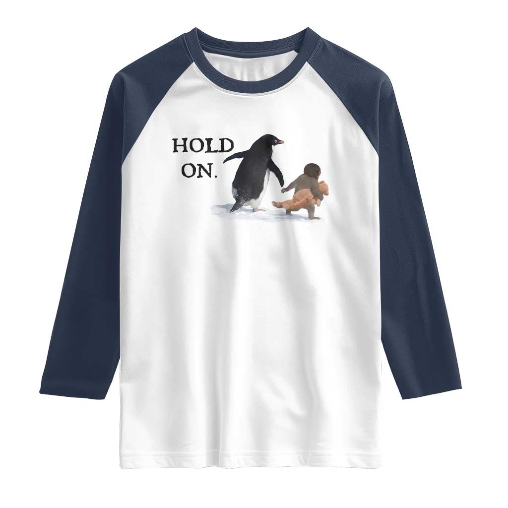 Baby Monkey Punch Viral Trend Raglan Shirt Hold On TS14 White Navy Print Your Wear
