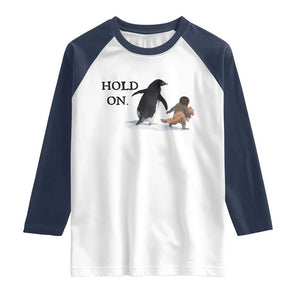 Baby Monkey Punch Viral Trend Raglan Shirt Hold On TS14 White Navy Print Your Wear