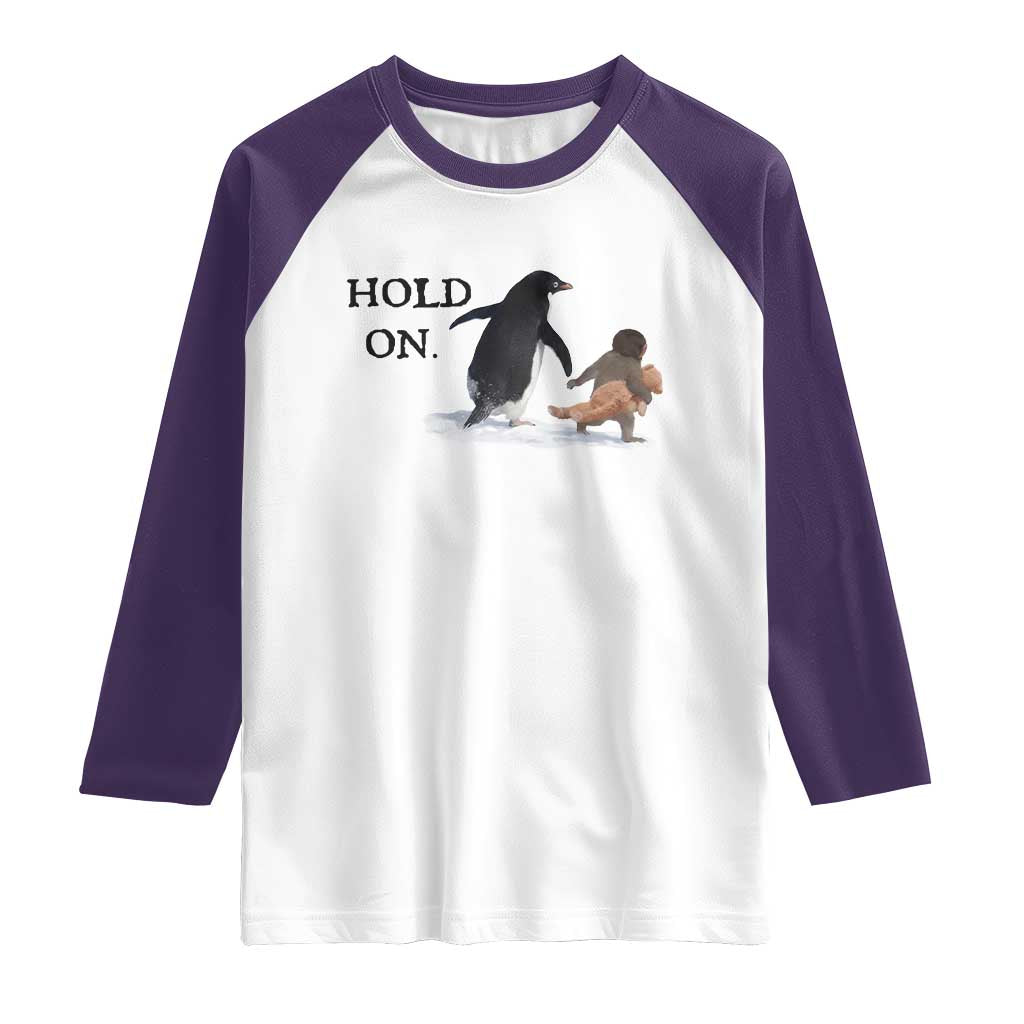 Baby Monkey Punch Viral Trend Raglan Shirt Hold On TS14 White Purple Print Your Wear