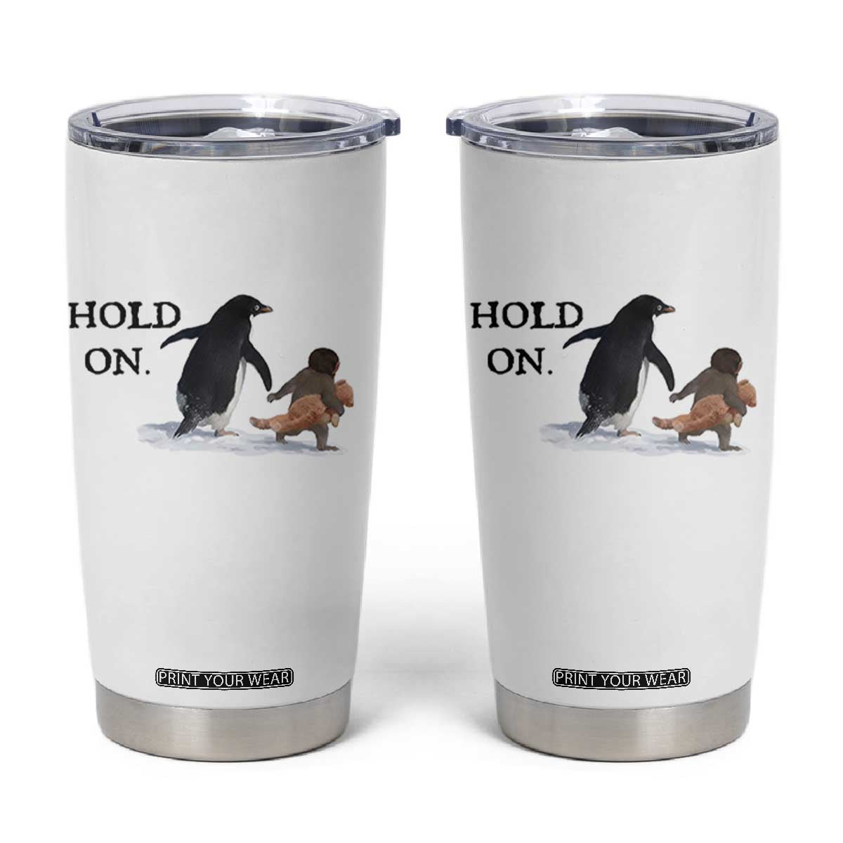 Baby Monkey Punch Viral Trend Tumbler Cup Hold On TS14 White Print Your Wear