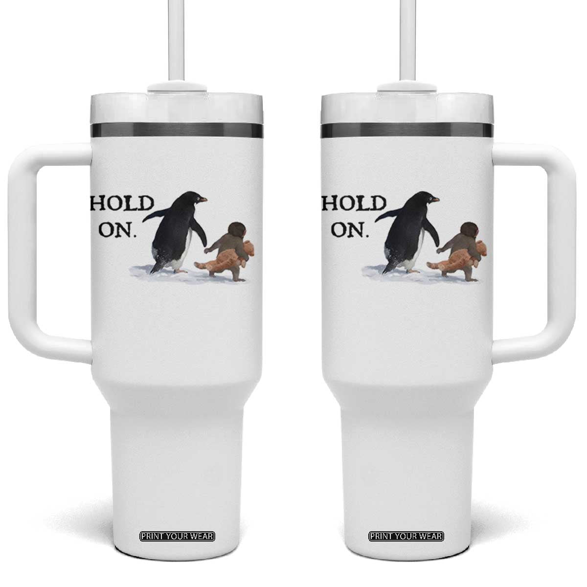 Baby Monkey Punch Viral Trend Tumbler With Handle Hold On TS14 One Size: 40 oz White Print Your Wear