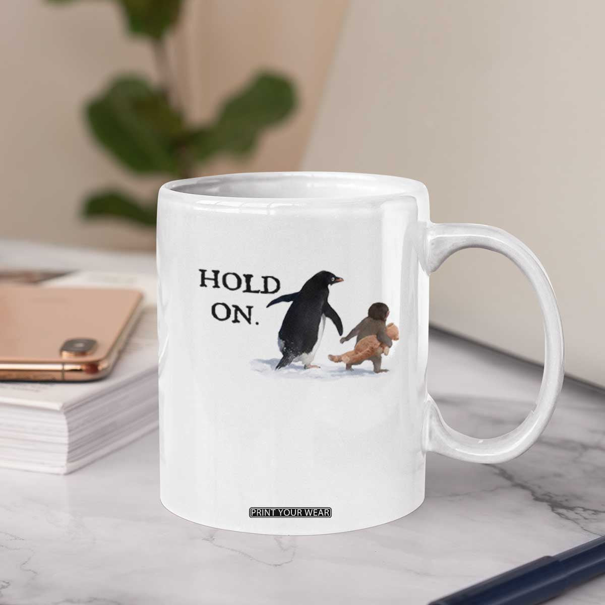 Baby Monkey Punch Viral Trend Coffee Mug Hold On TS14 Print Your Wear